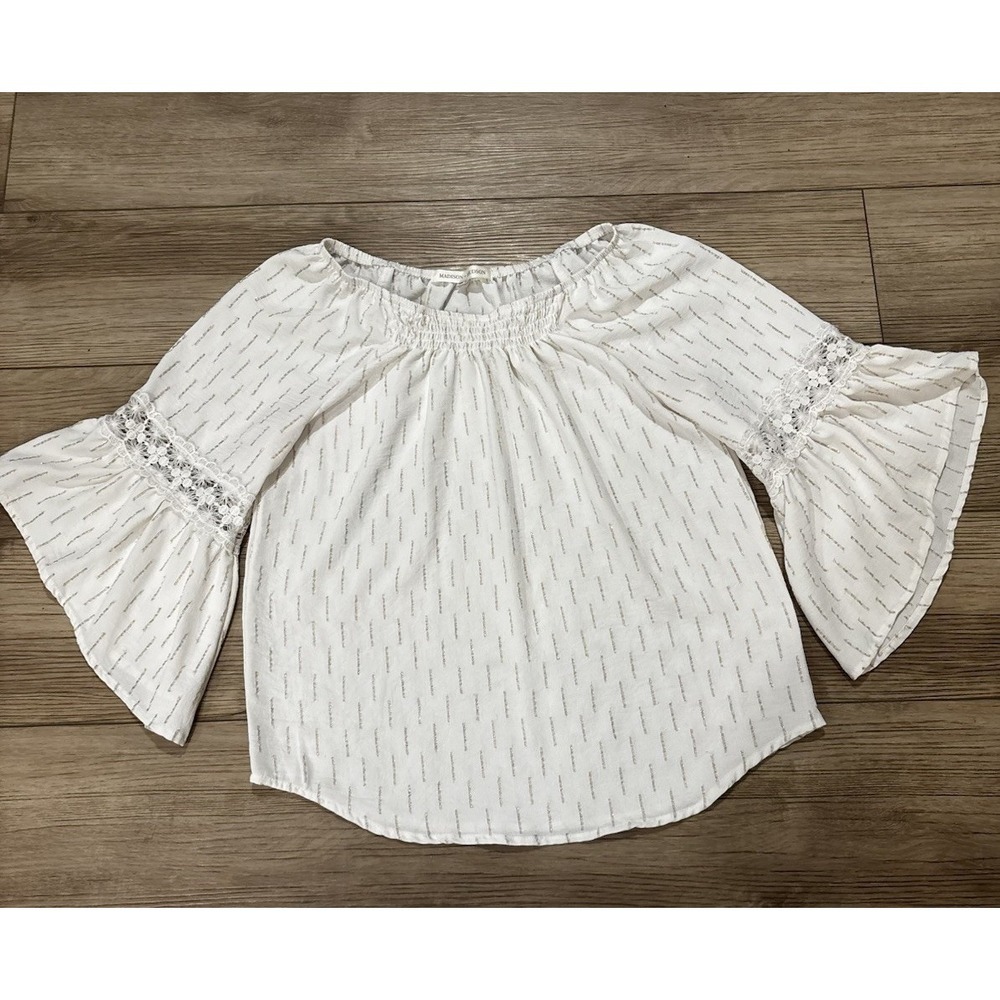 Blouse Woman Off Shoulder Peasant Flared Bell Sleeve Size M Romantic Renaissance